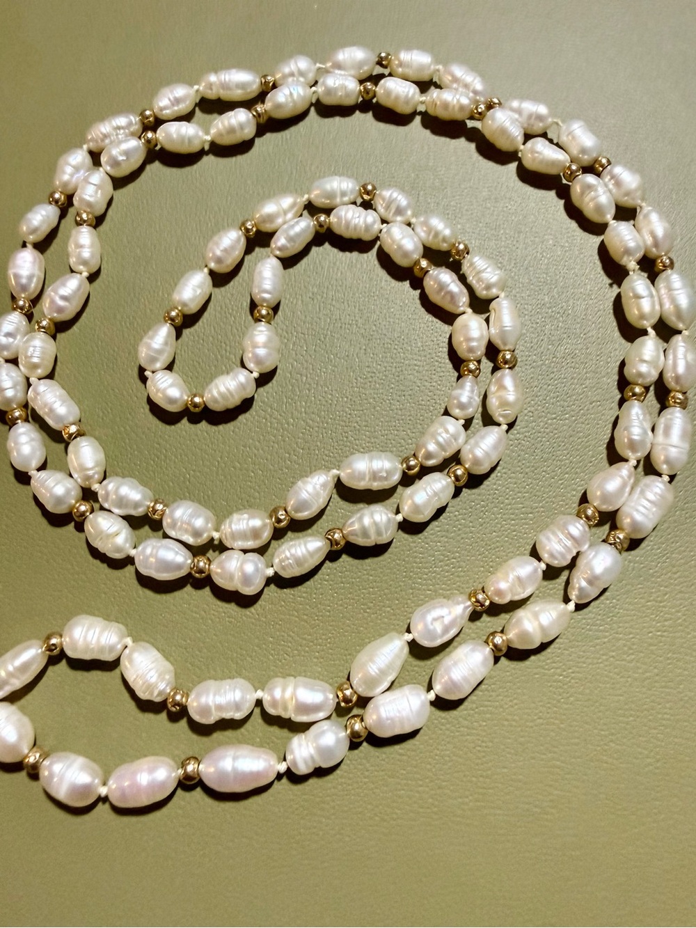 Baroque Pearl and Gold Bead Endless Necklace